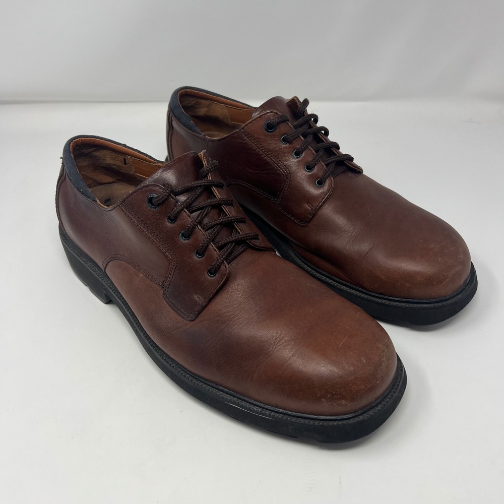 Rockport MJ401 Waterproof Oxford Mens 12 W Brown Leather Vibram Sole Derby